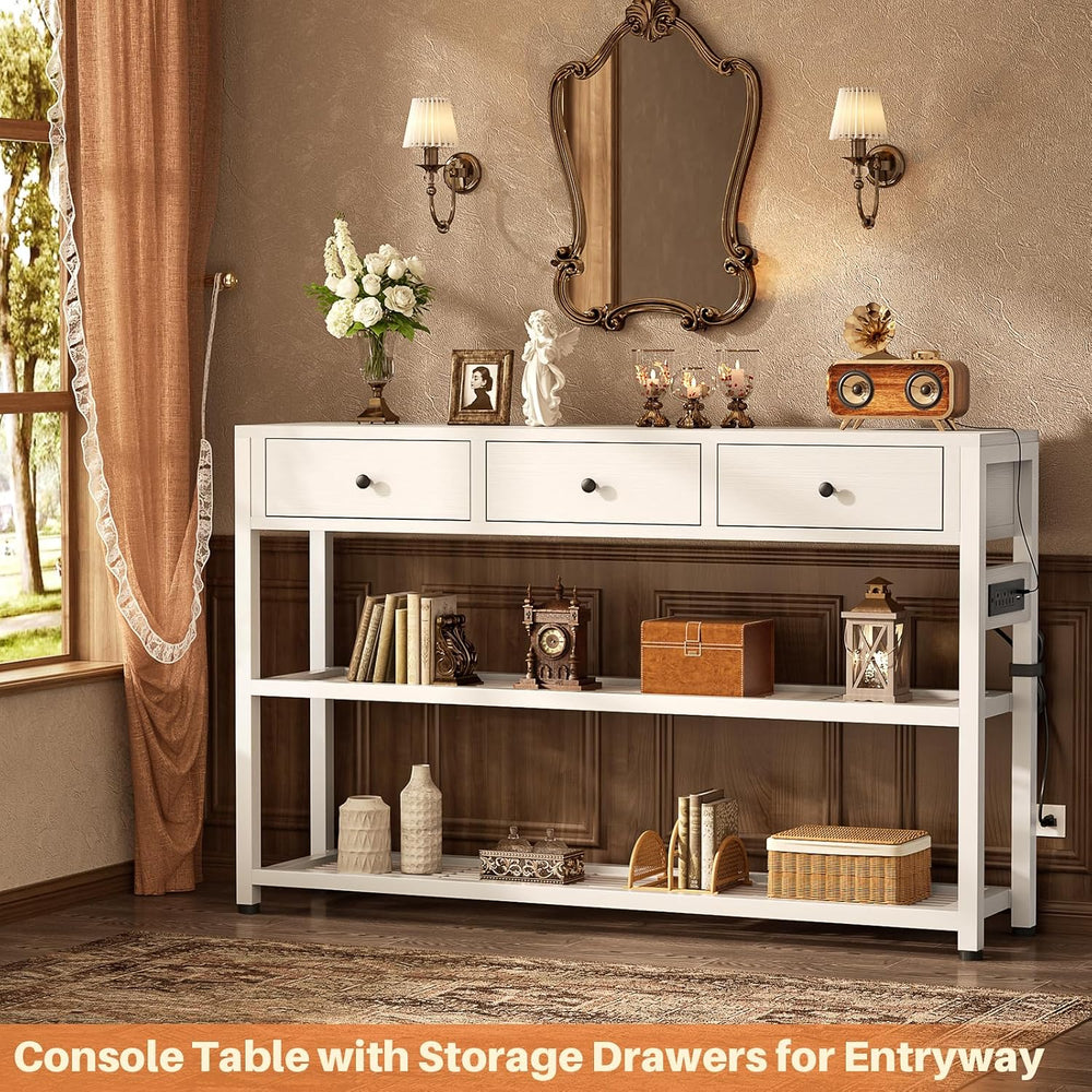 Ecoprsio 47'' Entryway Table with Outlets and USB Ports, Console Tabl...