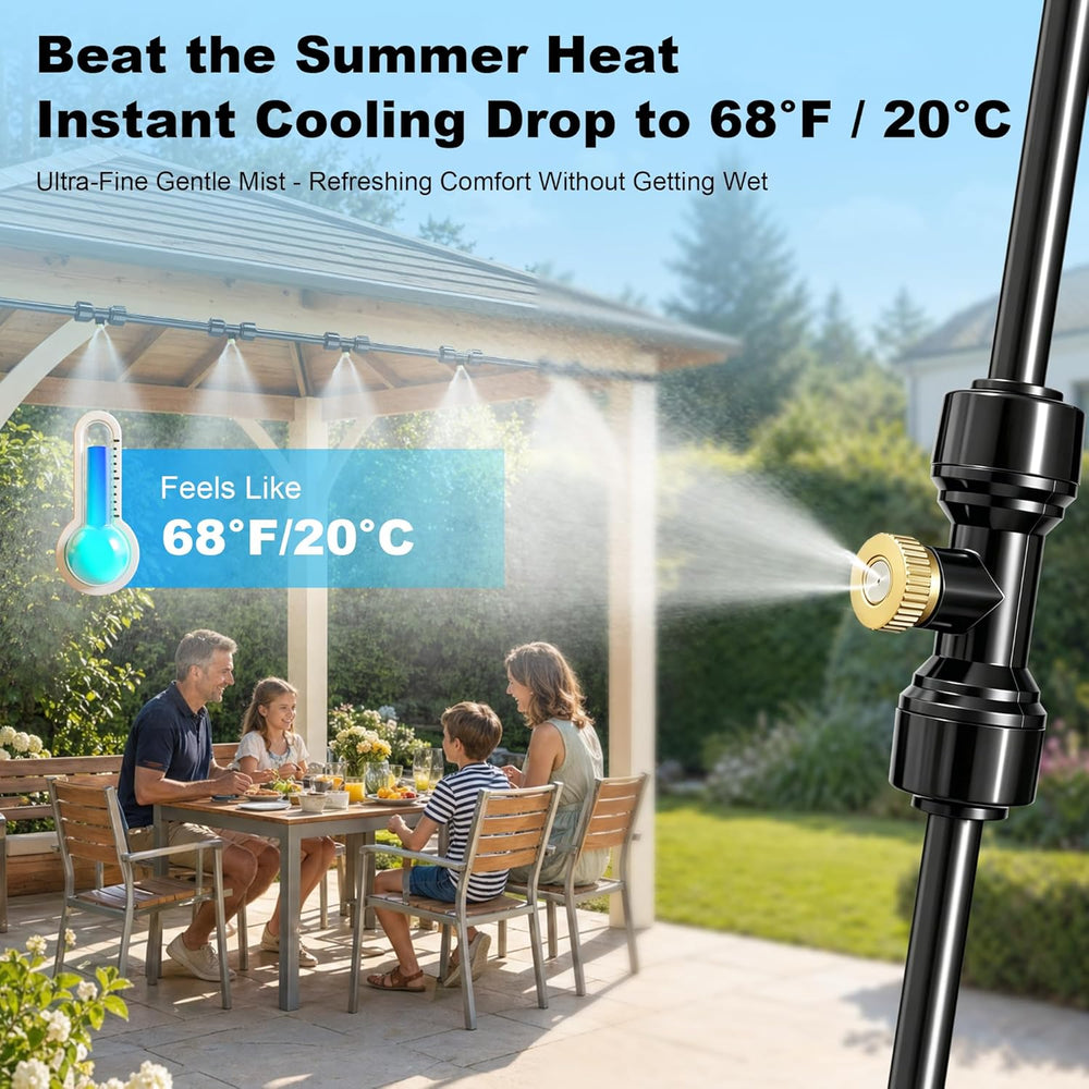 Thiswing 100 FT Dual-Line Misting Cooling System with 24 Brass Nozzles