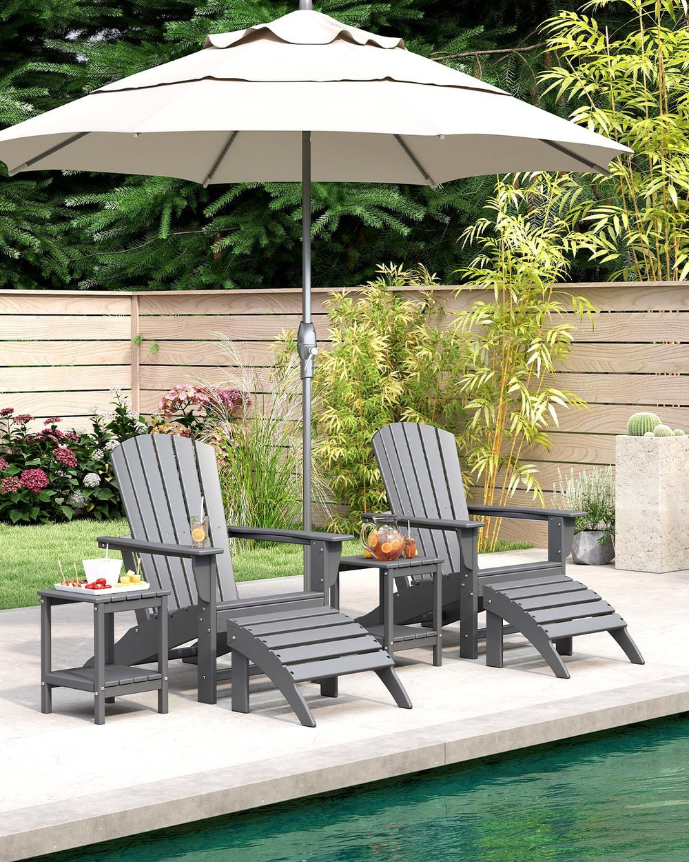 BRIOPAWS Oversized-Adirondack-Chairs Set of 2 | HDPE | All Weather | Grey