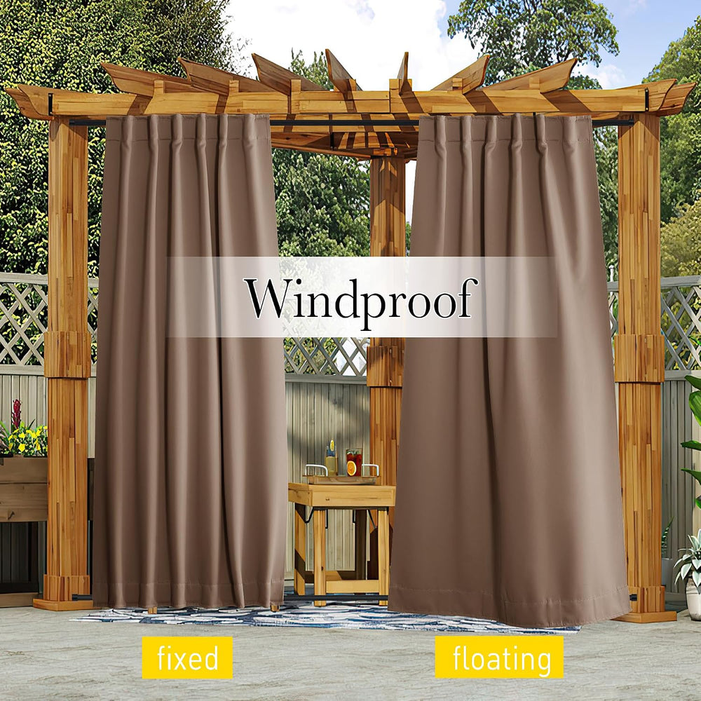 NICETOWN 2 Panels Waterproof Outdoor Curtains Fixed Pocket & Back Tab on ...