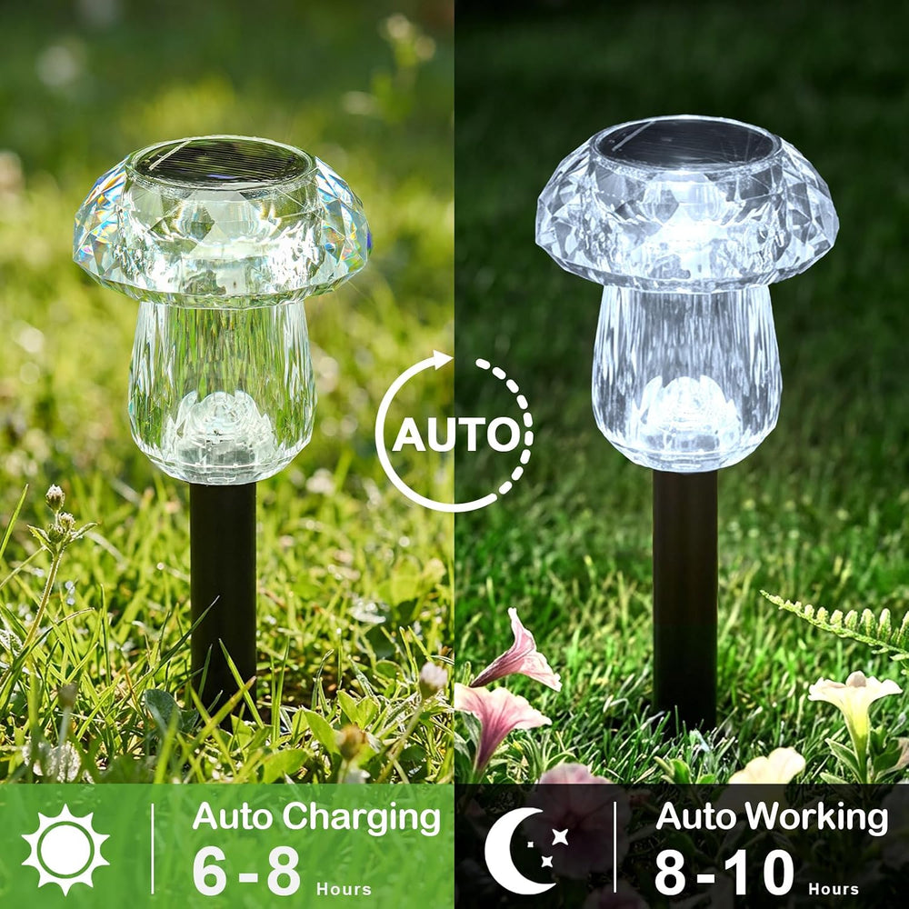 16Pack Solar Garden Lights Outdoor Cool White Mushroom Decor