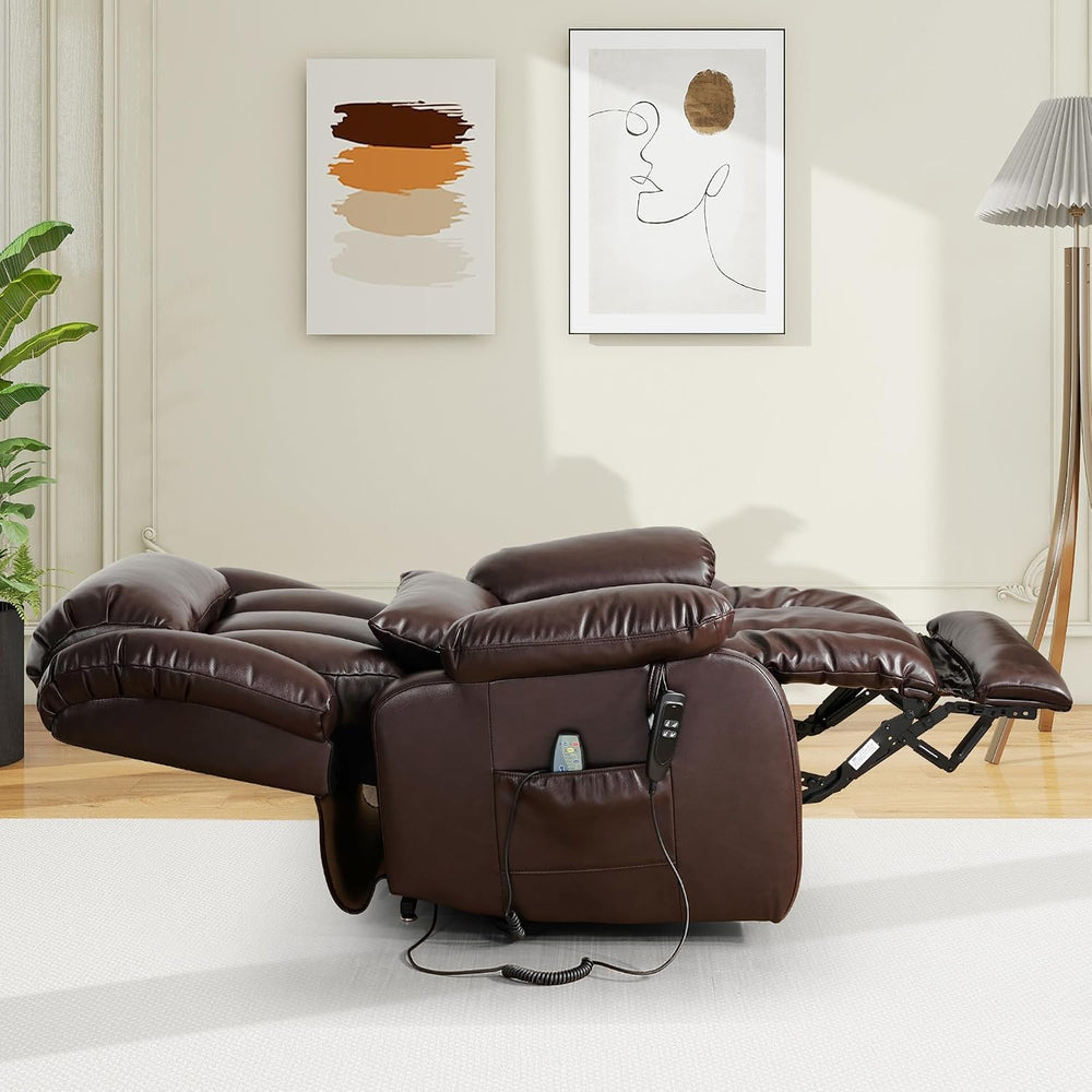 EDILLY X Large Genuine Leather Power Lift Recliner Chairs for Elderly
