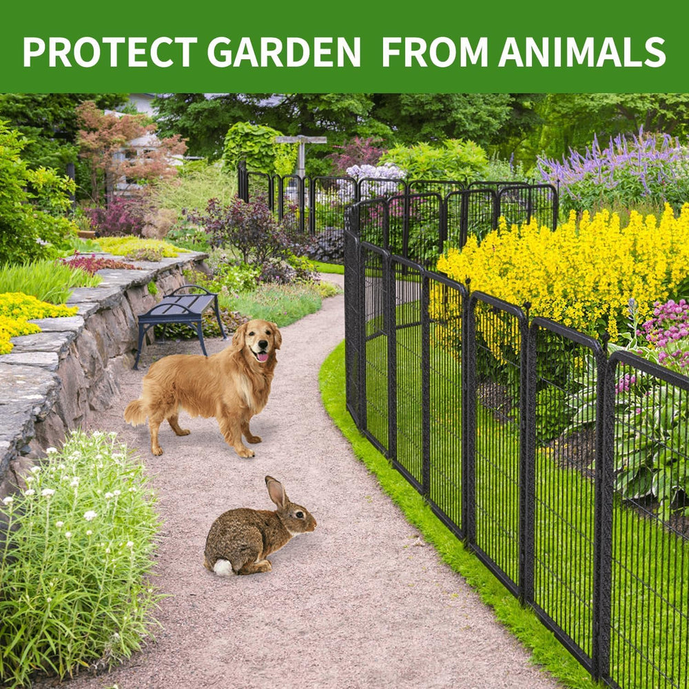 Decorative Garden Fence 36ft (L)×32in (H) with 14 Panels 2 Gate Outdoor, No D...