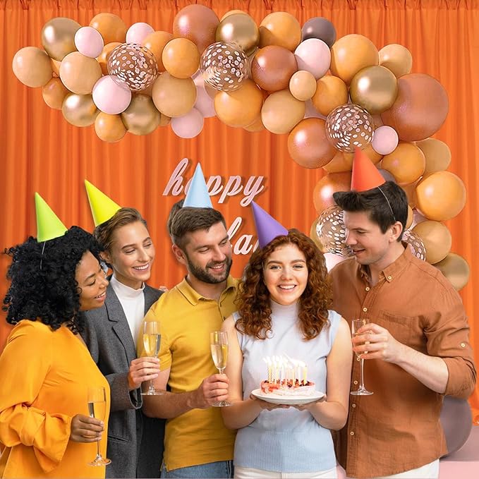 10 x 7 Feet Orange Backdrop Curtain for Partie, Background Curtains for Photo...