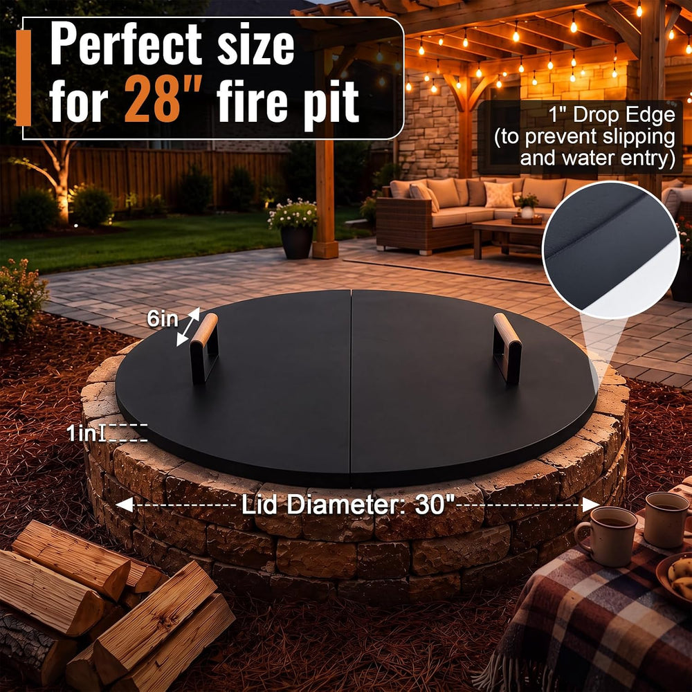 30 Inch Splicing Circle Fire Pit Lid, Heavy Duty 1.5 mm Thick Heavy Duty Stee...