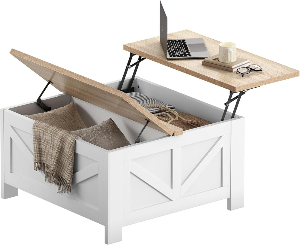 Yaheetech 31.5" Square Lift Top Coffee Table with Storage, White&Lig...