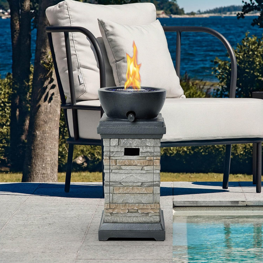 1 lb Bowl Gas Fire Pit, 10,000 BTU Propane Fire Pit, Outdoor Firepit for Outd...