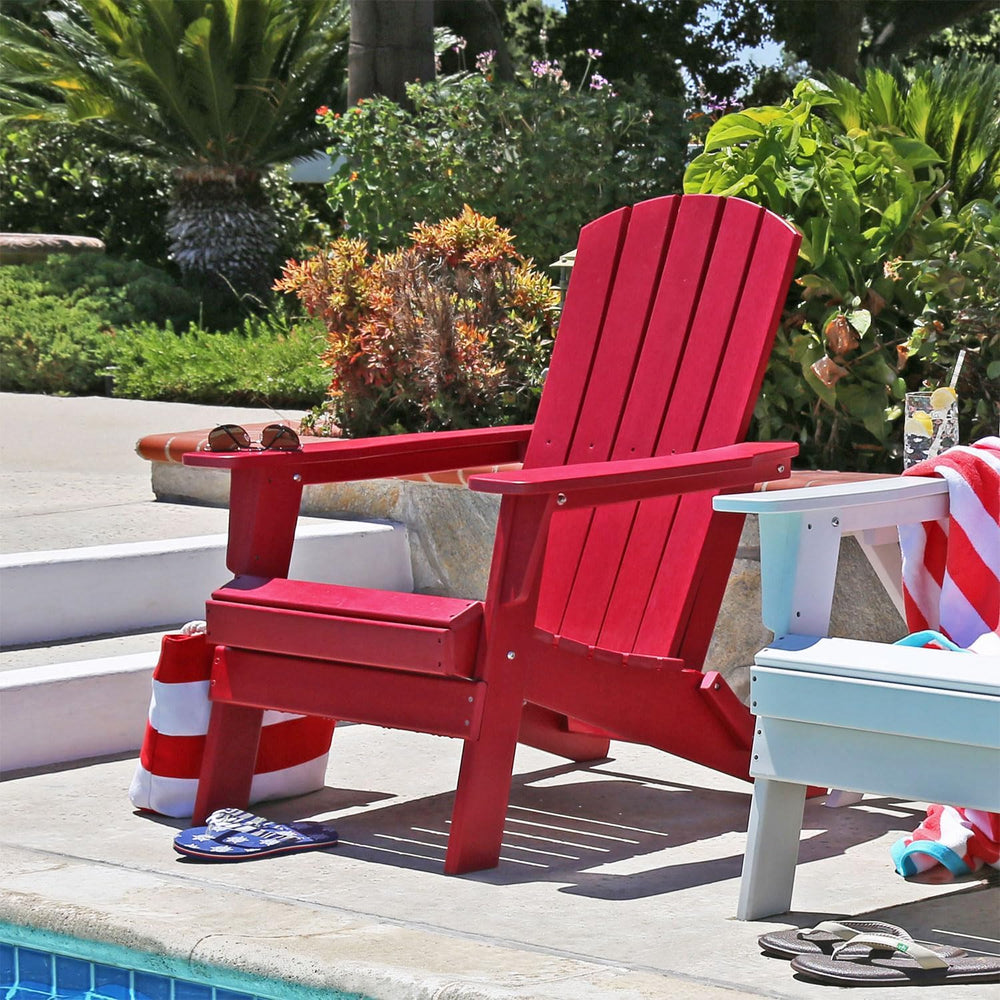 Shine Company 7626CP Seaside Mid-Century Modern Folding Plastic Adirondack Ch...