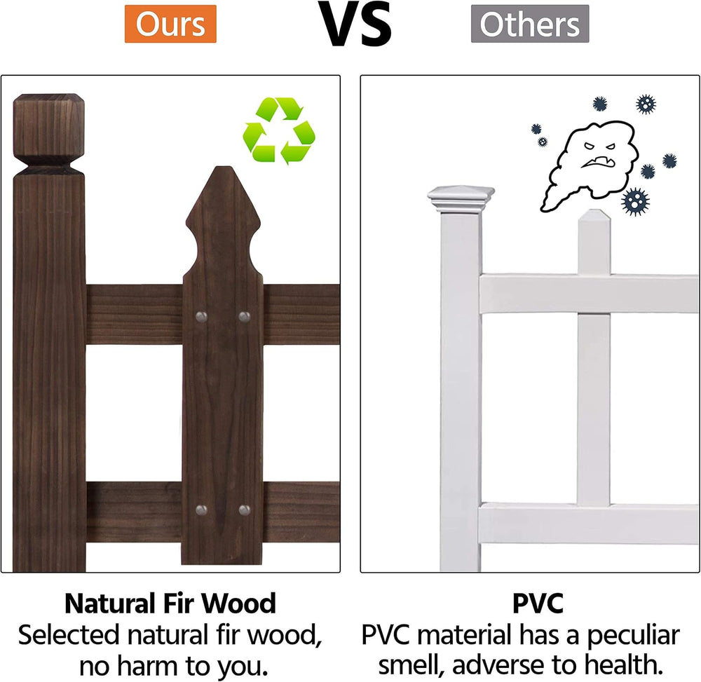 Yaheetech 177.5in Wooden Picket Fence Panels for Garden Beds,Dark Brown
