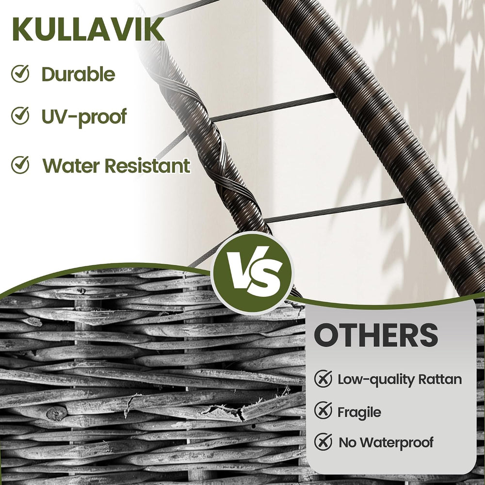 Kullavik Hanging Egg Chair Outdoor with Stand, Wicker Patio Swing Chair