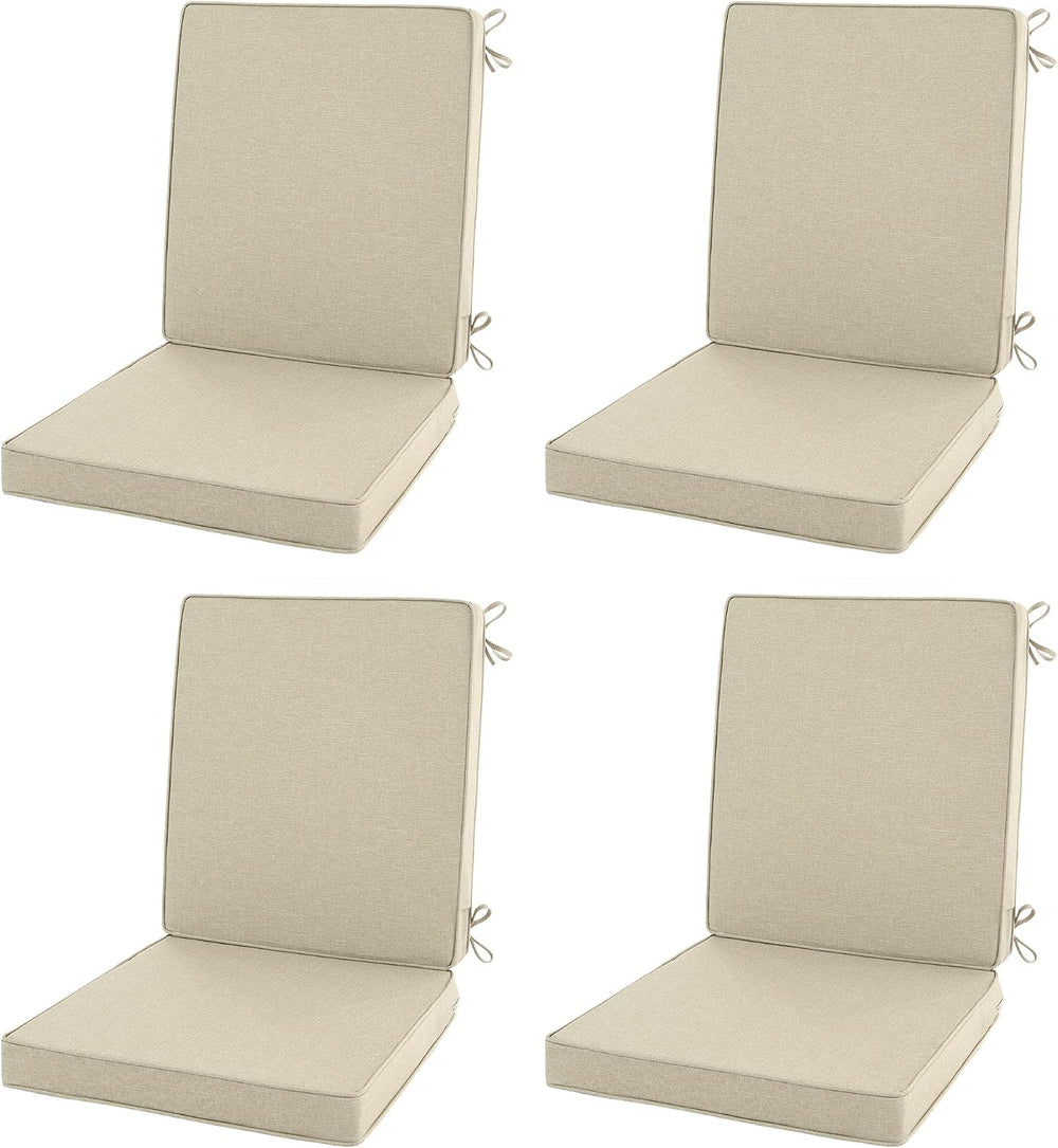 Outdoor Chair Cushions Set of 4, 18 x 16.5 Inch, Beige