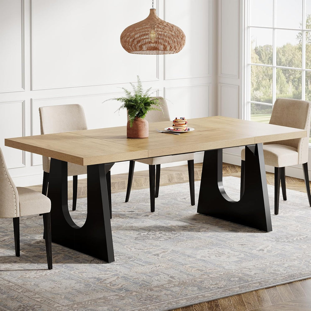 Tribesigns Large Dining Table for 6-8 People, 70.9-Inch Wood Rustic Rectangul...