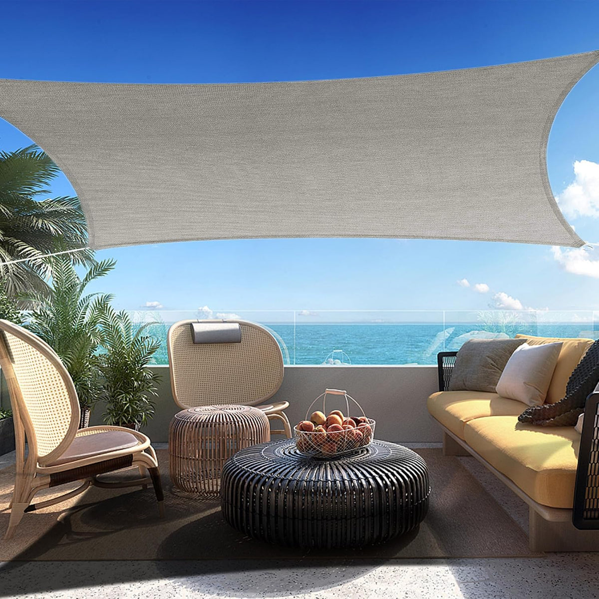16' x 20' gray rectangle sun shade sail, main product view