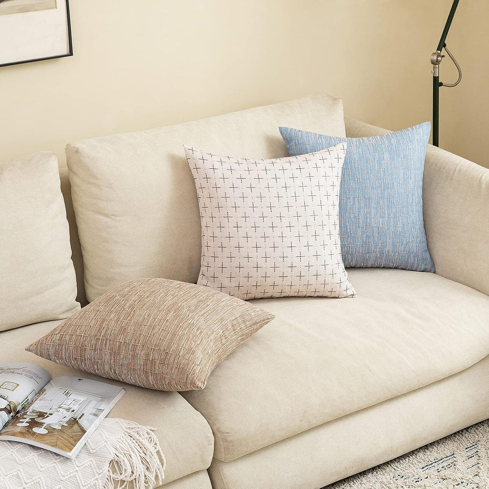 MIULEE Pack of 2 Decorative Burlap Linen Euro Sham Christmas Throw Pillow Cov...