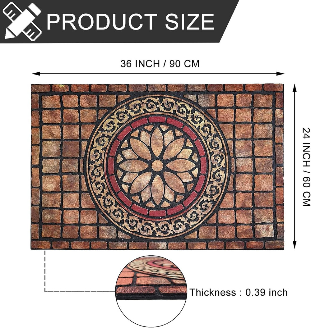 CHICHIC Rectangle Entrance Door Mat Large 24 x 36 Inch High Traffic Area Entr...