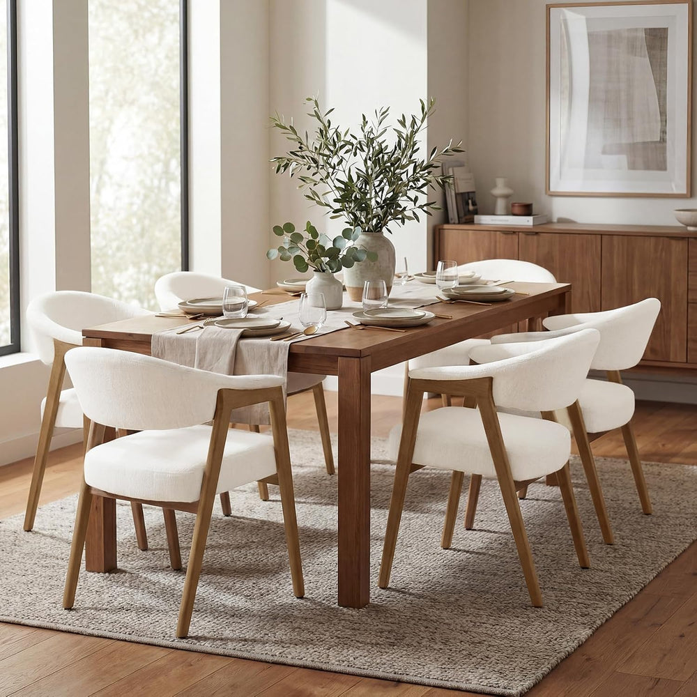 CIMOTA Upholstered Dining Chairs with Arms Set of 6, Mid Century Modern Kitch...