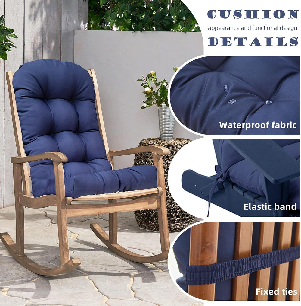 Outdoor Adirondack Chair Cushions Waterproof Floral Large Rocking Chair Cushi...