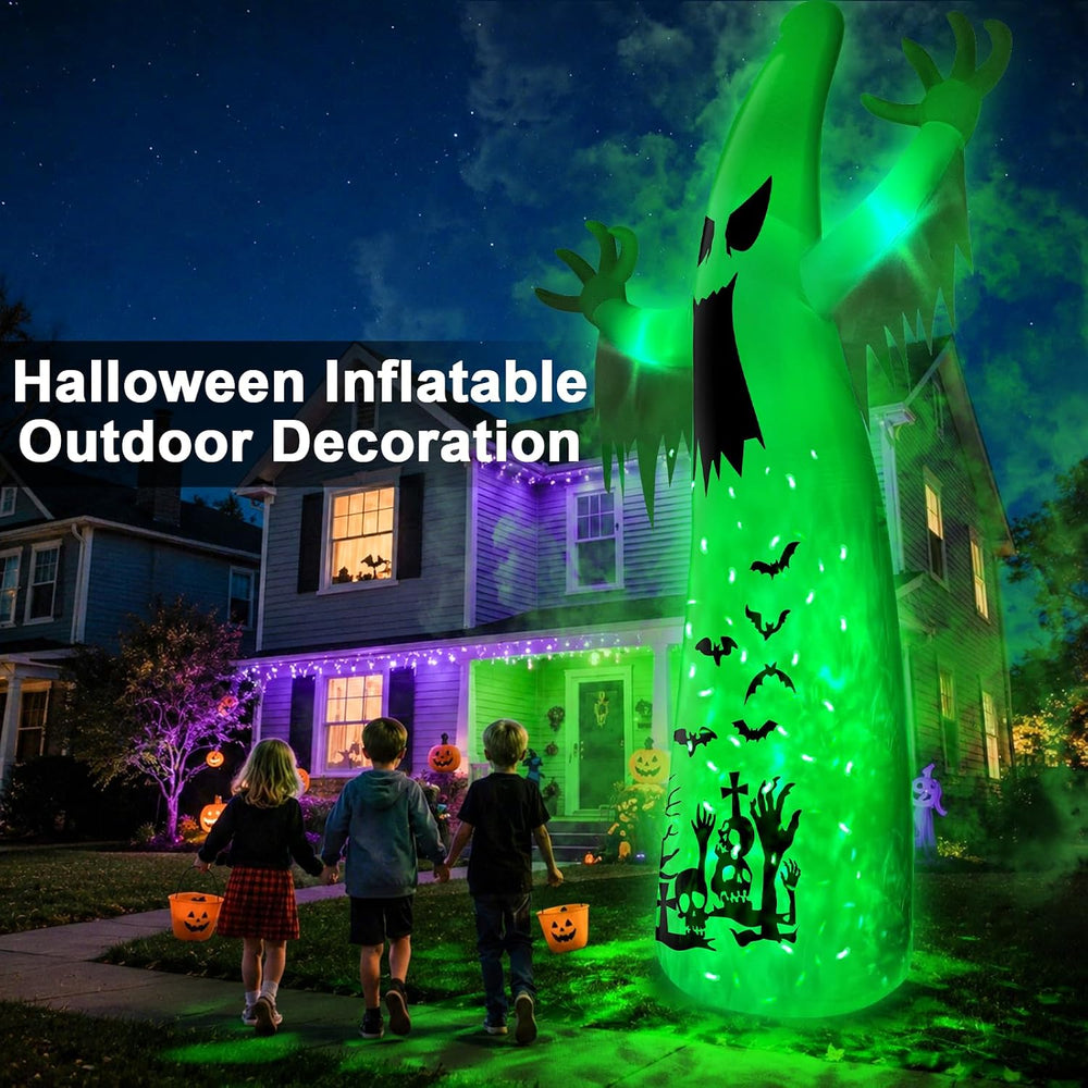 14 Ft Giant Halloween Inflatable Ghost Decorations Outdoor with Flame Light