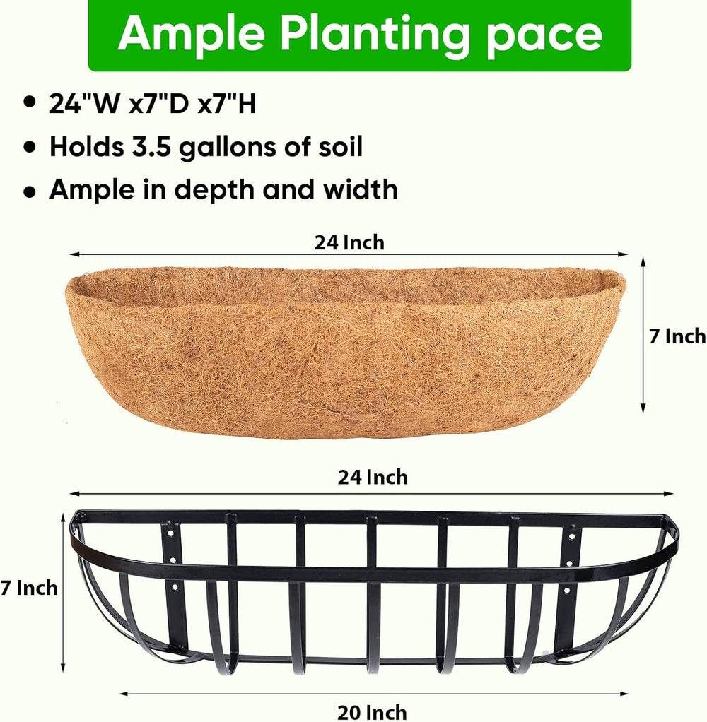 HKZ Deck Balcony Railing Planter Window Boxes - 2 Pack 24 Inch Planter Box, B...