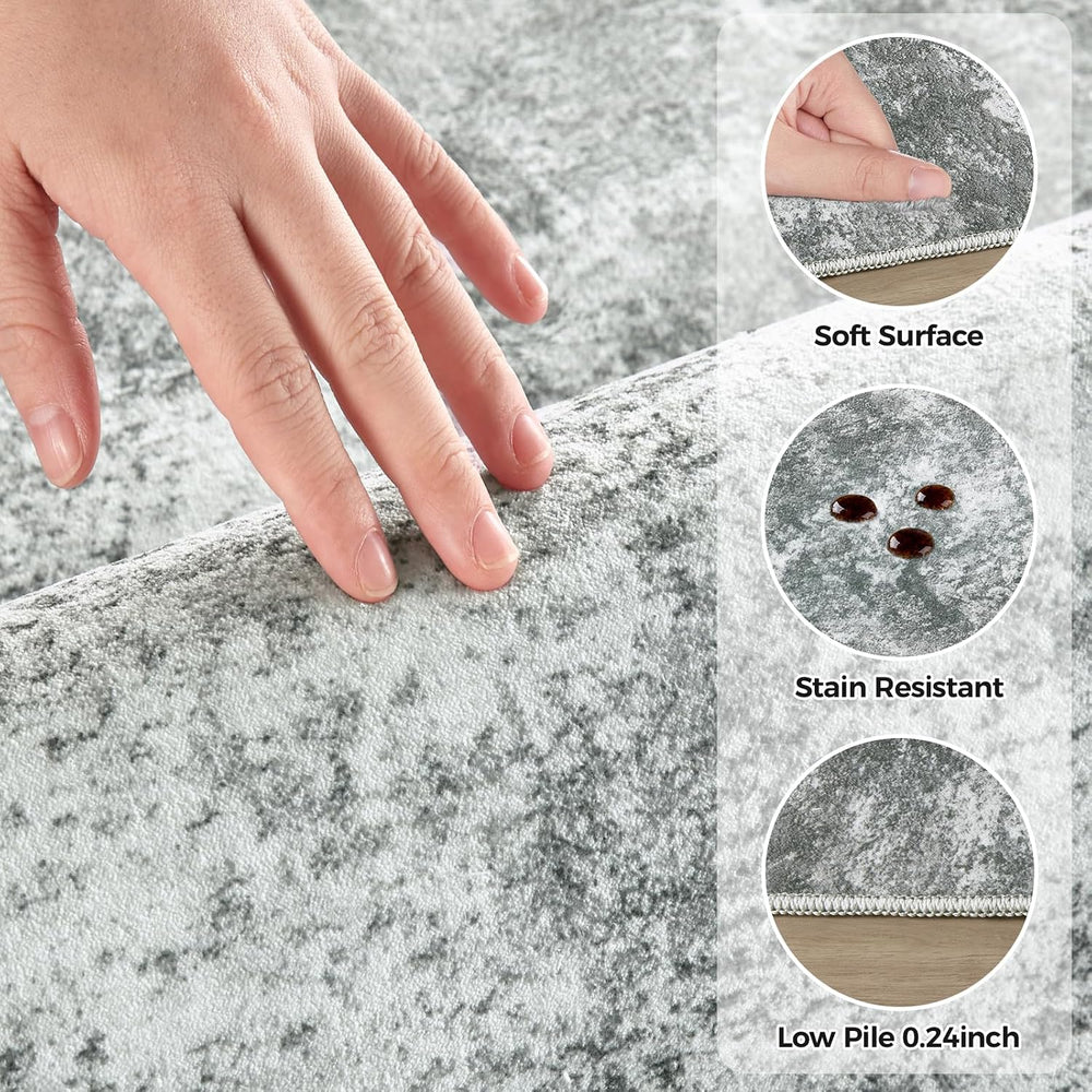 WITSHOCK 12x14 Area Rugs for Living Room Washable Abstract Rug Gray