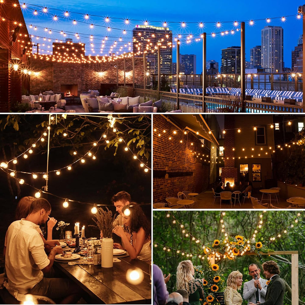 Mlambert 100Ft LED Outdoor String Lights, Dimmable Patio Lights, Waterproof S...