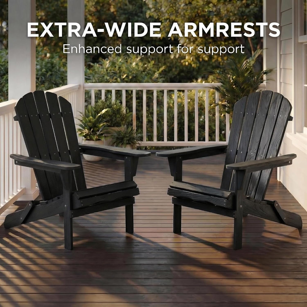 Folding Adirondack Chairs Set of 2 with Pre-Assembled BackRest, Solid Wood Ou...