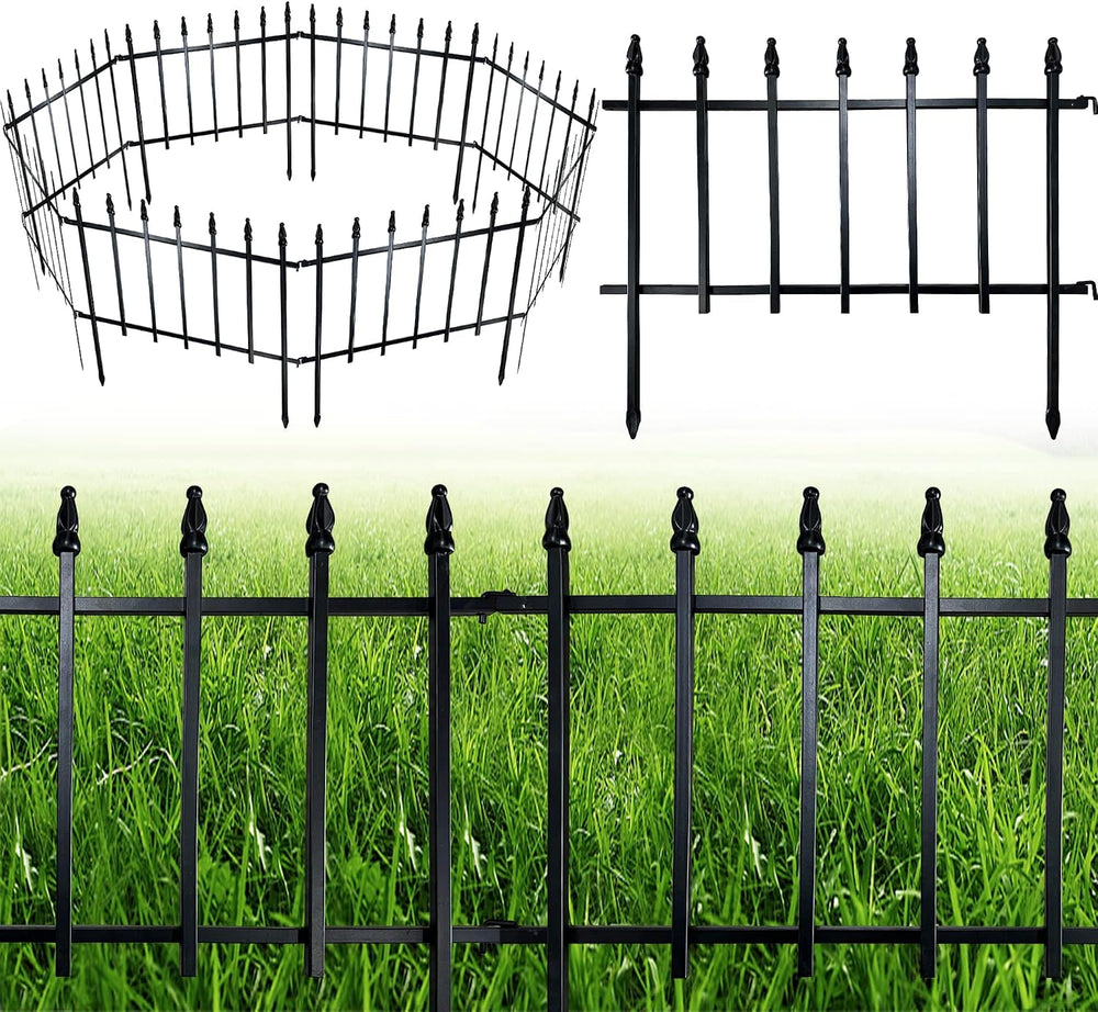 ARIFARO 5 Panels Metal Garden Fence 18" H x 22" W, Decorative Fence...