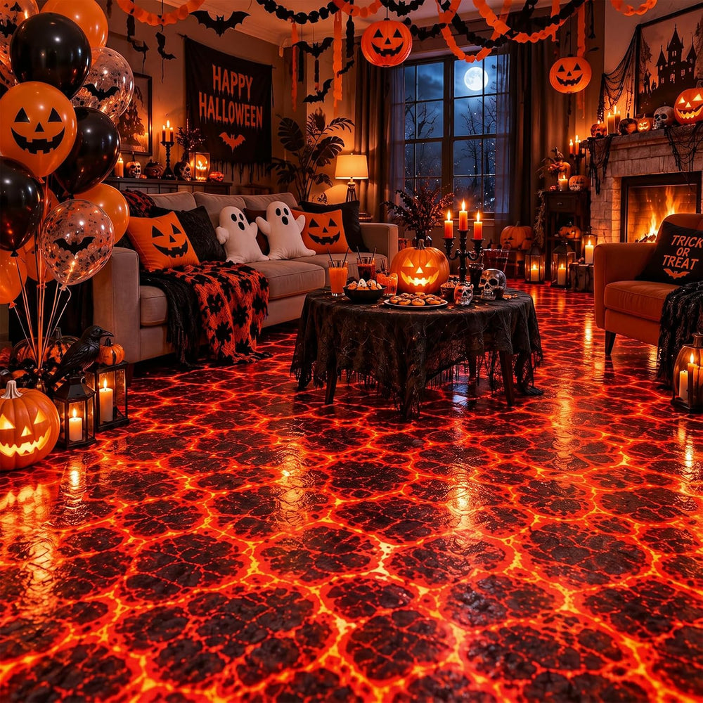 Tegeme 100Ft x 54 in Halloween Lava Tablecloth Roll Volcano Wall Backdrop
