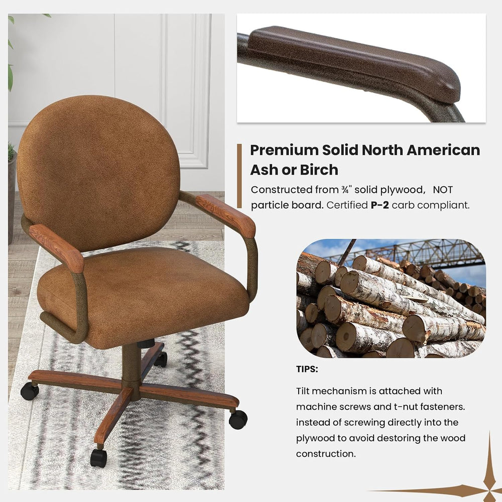 Chromcraft Bailey 2pc Swivel Tilt Kitchen Dining Chair - Camel-Walnut