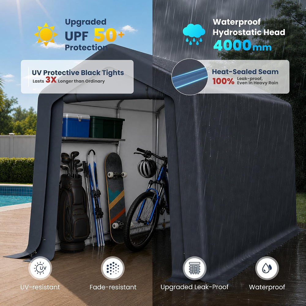 PHI VILLA Storage Tents,8x12ft Portable Carports Motorcycle Sheds Garage