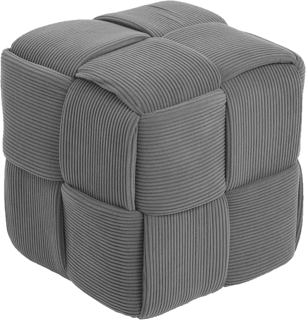Cmishe 15" Square Woven Corduroy Ottoman Footrest - Modern Vanity Stool ...