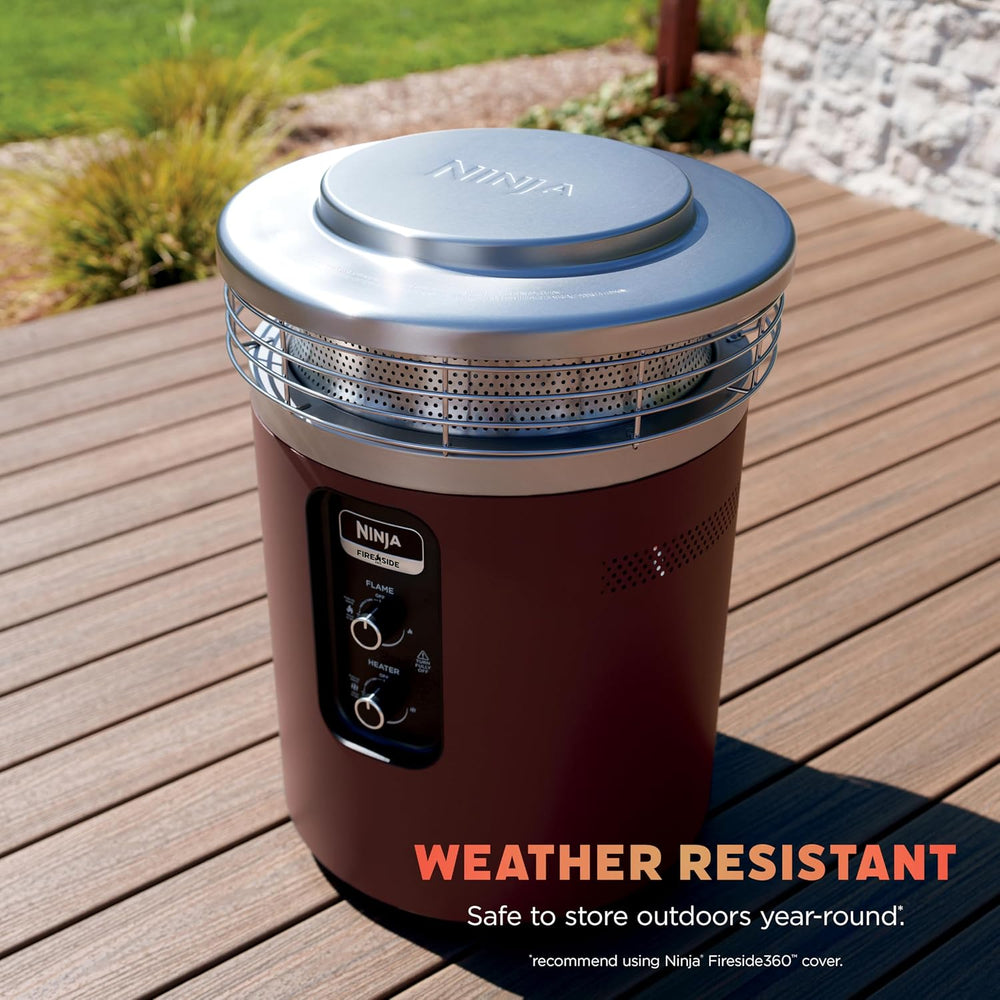 Ninja Fireside360 Fire Pit/Heater, 80,000 BTU, 3 Modes, Push Start, Maroon