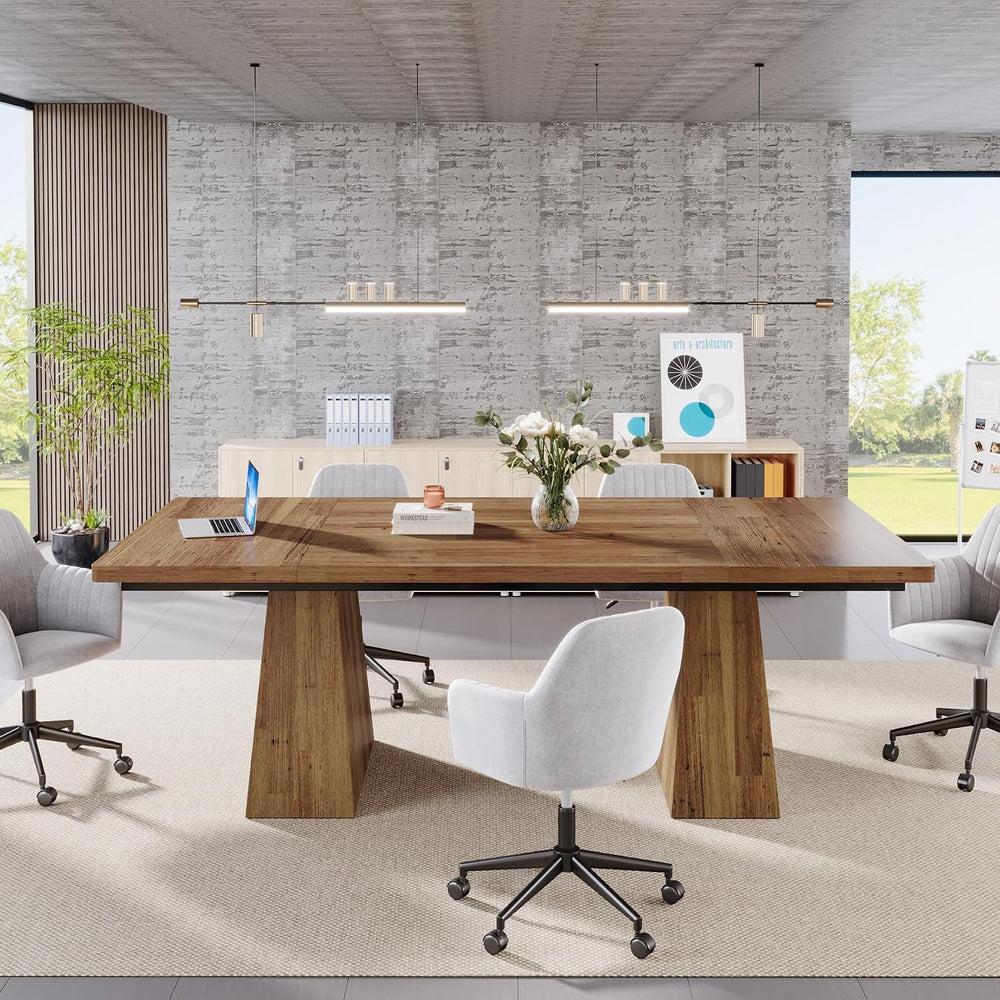 Tribesigns Dining Table for 6, Farmhouse Wood Dinner Rectangular Table Kitche...