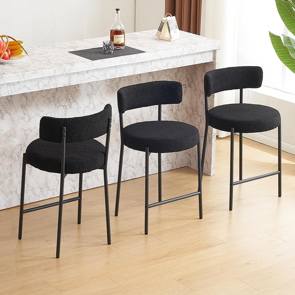 Furnilivng 24'' Bar Stools Set of 3, Modern Boucle Counter Height Bar...
