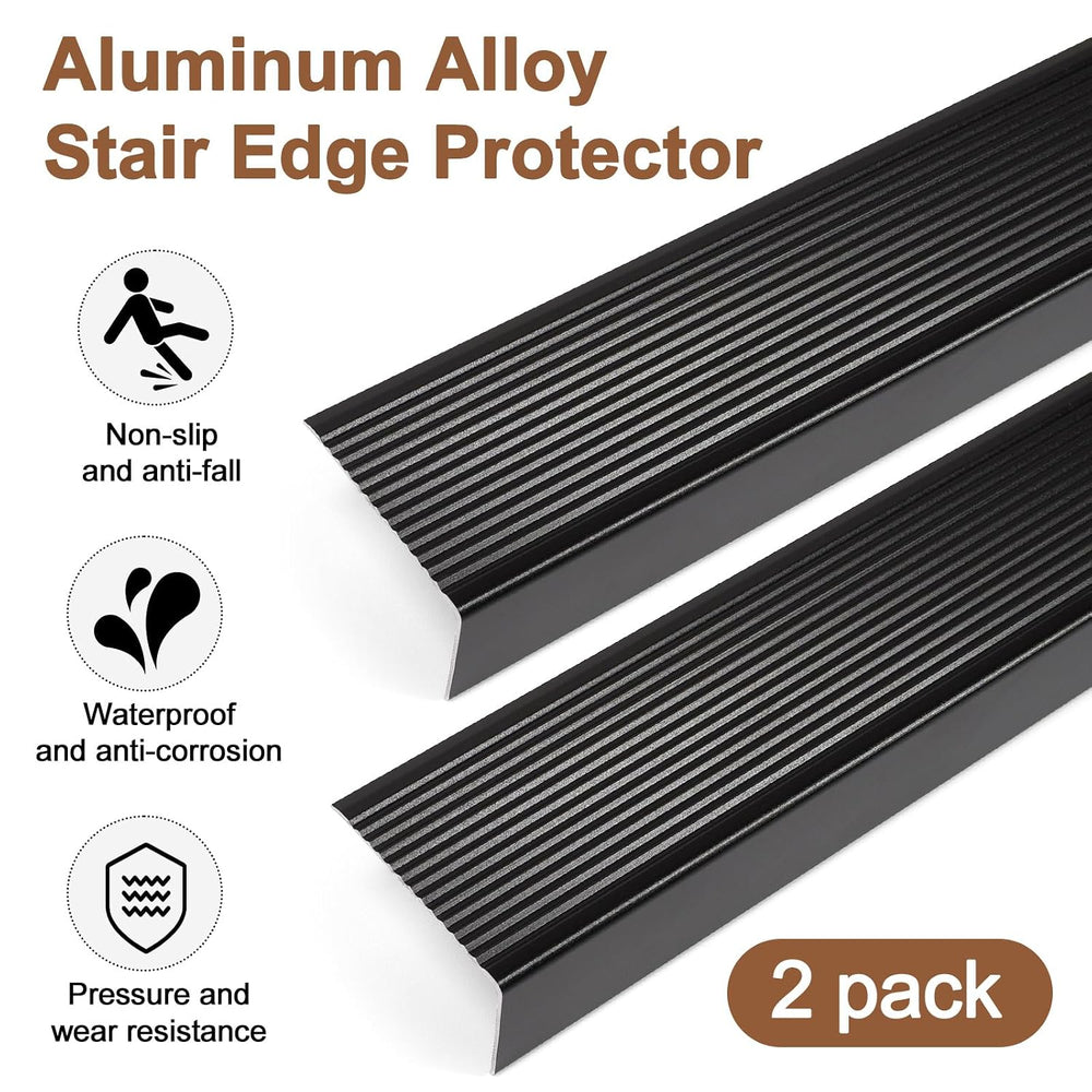 48" Metal Stair Nosing, 2-Pack Self Adhesive Aluminum Stair Edge Protect...