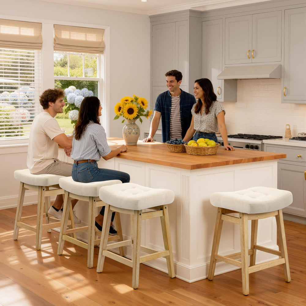 Counter Height Bar Stools Set of 2 for Kitchen Counter, Backless Farmhouse Is...