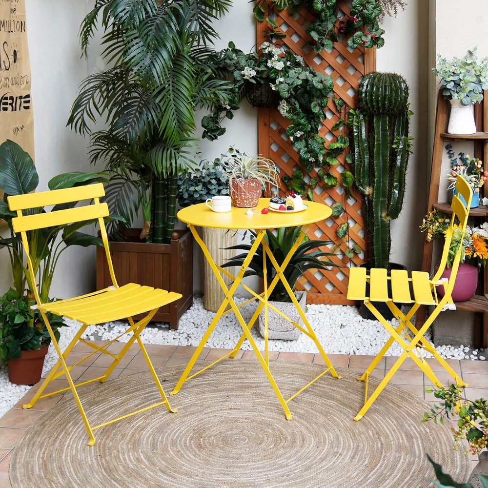 Grand patio 3-Piece Folding Patio Bistro Set Outdoor Porch Balcony, Yellow