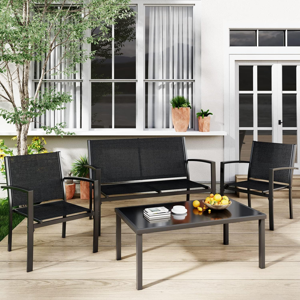 Greesum 4 Pieces Patio Furniture Set, Outdoor Conversation Sets for Patio, La...