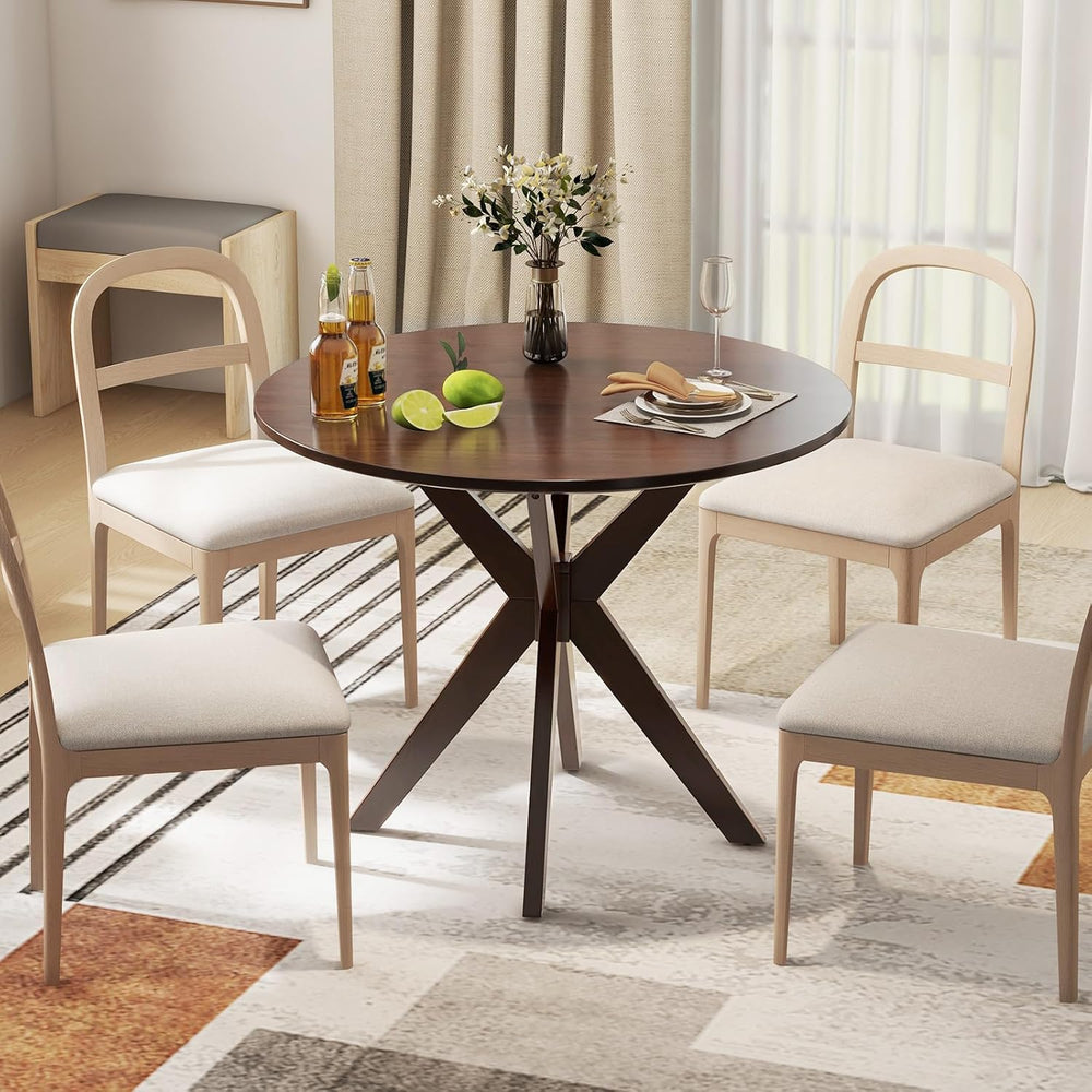 Tangkula 36" Round Dining Table, Mid-Century Modern Kitchen Table with R...