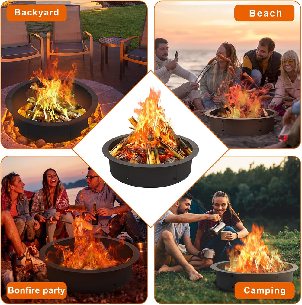 Fire Pit Ring Outdoor 33 Inch Outer 30 Inch Inner Round Firepit Accessories