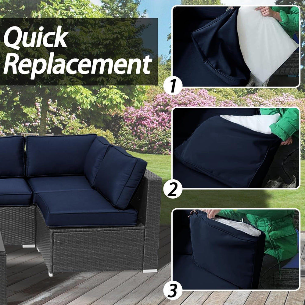 14Pcs Patio Cushion Covers Replacement Splashproof UV-Resistant Inelastic Cov...