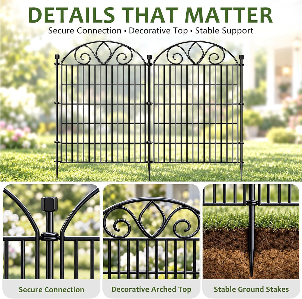 No Dig Garden Fence, Outdoor Dog Fence for Yard, 34in, 10Panels