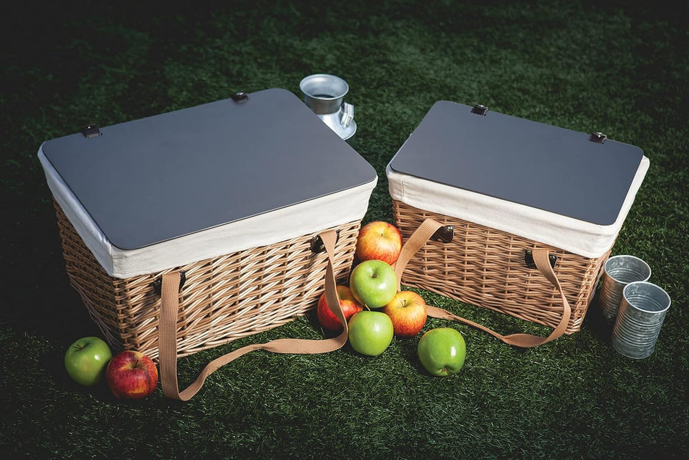 PICNIC TIME Canasta Wicker Picnic Basket, Classic Small Wicker Basket for 2 w...