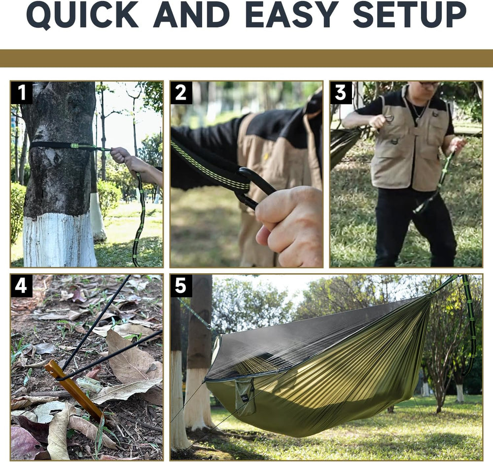 Camping Hammock with Mosquito Net and Ridge Rope, 2 Person Extra Large