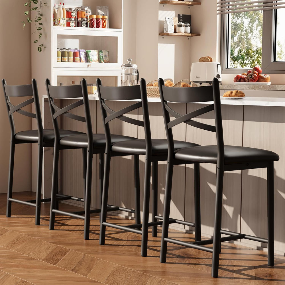 Garvee 26'' Bar Stools Set of 4, Counter Stools with Back & Thick...