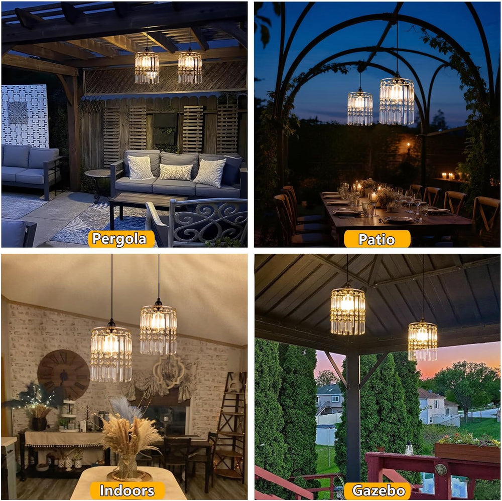 TWINKVILLA Battery Operated Chandelier, 2Pack Hanging Gazebo Lights, Acrylic ...