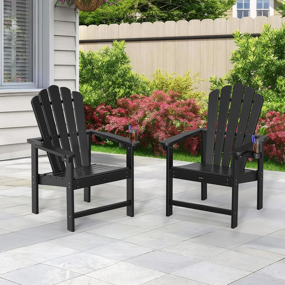VINGLI Plastic Folding Adirondack Chair with Cup Holder, 100% Recyclable HDPE...