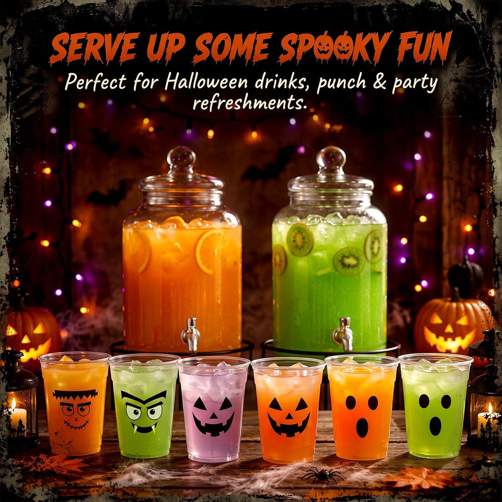 Bokon 100 Pcs 12 oz Halloween Plastic Cups, Cute Spooky