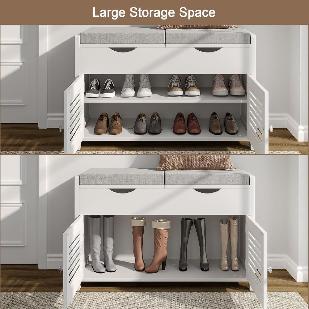 ChooChoo Shoe Storage Bench with Lift Top Storage & Cushioned Seats