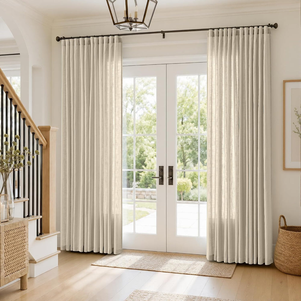 jinchan Taupe Semi Sheer Curtains Light Filtering 84 Inches Long 2 Panels